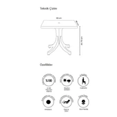 Papatya Favori Plastik Masa - 80x80 Kare Bahçe Balkon Masası -Teak thumbnail 6