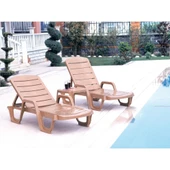 Papatya Royal Plastik Sehpa Teak 6lı Paket - İstiflenebilir, UV Korumalı thumbnail 3