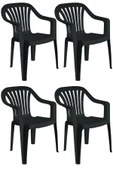 Papatya Tropik Plastik Koltuk Siyah 4lü Paket - Bahçe, Balkon, Teras Sandalyesi thumbnail 1