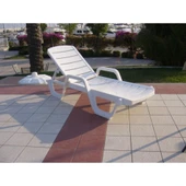 Papatya Avangarde Plastik Şezlong Kolçaklı Beyaz - Bahçe Balkon Plaj Şezlongu - V2 thumbnail 1