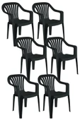 Papatya Tropik Plastik Koltuk Siyah 6lı Paket - Bahçe, Balkon, Teras Sandalyesi thumbnail 1