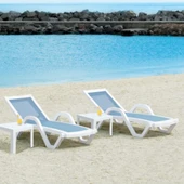 Papatya Myra Tex Kollu Şezlong - Teak İskelet & Mavi Fileli thumbnail 7