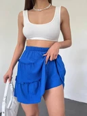 Şortlu Etek Beli Lastikli Parça Kumaş thumbnail 1