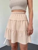 Şortlu Etek Beli Lastikli Parça Kumaş thumbnail 10