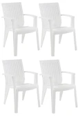 Papatya Alize Koltuk Beyaz 4lü Paket - Plastik Bahçe Balkon Koltuğu thumbnail 1