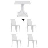 Papatya Yummy Plastik Bahçe Balkon Seti Turuncu Multi : 80x80 Masa + 4 Sandalye Takım thumbnail 8