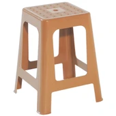 Papatya Mercan Plastik Tabure Teak 6lı Paket - Bahçe Balkon Taburesi thumbnail 2