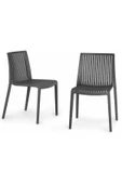 Papatya Cool Plastik Sandalye 2li Paket Antrasit - Bahçe Balkon Mutfak Sandalyesi thumbnail 1