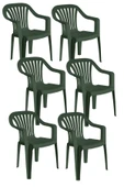 Papatya Tropik Plastik Koltuk Yeşil 6lı Paket - Bahçe, Balkon, Teras Sandalyesi thumbnail 1