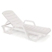 Papatya Avangarde Plastik Şezlong Kolçaklı Beyaz - Bahçe Balkon Plaj Şezlongu thumbnail 1