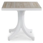 Papatya Diva Plastik Masa - 80x80 Kare Bahçe Balkon Masası -Bej & Ahşap Dekor thumbnail 9