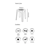 Papatya İnci Plastik Tabure Beyaz - Bahçe Balkon Taburesi thumbnail 2