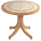 Papatya Pera Plastik Masa - 90lık Yuvarlak Balkon, Bahçe Masası -Teak & Taş Dekor thumbnail 2