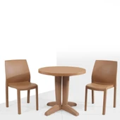 Papatya Yummy Plastik Bahçe Balkon Seti Yeşil : 80lik Yuvarlak Masa + 2 Sandalye Takım thumbnail 3