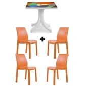 Papatya Yummy Plastik Bahçe Balkon Seti Yeşil : 80x80 Masa + 4 Sandalye Takım thumbnail 2