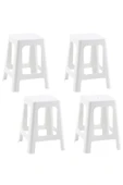 Papatya Mercan Plastik Tabure Beyaz 4lü Paket - Bahçe Balkon Taburesi thumbnail 1