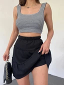 Şortlu Etek Beli Lastikli Parça Kumaş thumbnail 7