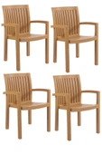 Papatya Neta Koltuk Teak 4lü Paket - Plastik Bahçe Balkon Sandalyesi thumbnail 1