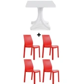 Papatya Yummy Plastik Bahçe Balkon Seti Turuncu Multi : 80x80 Masa + 4 Sandalye Takım thumbnail 7