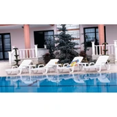 Papatya Avangarde Plastik Şezlong Kolçaklı Beyaz - Bahçe Balkon Plaj Şezlongu - V2 thumbnail 9