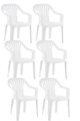 Papatya Tropik Plastik Koltuk Beyaz 6lı Paket - Bahçe, Balkon, Teras Sandalyesi thumbnail 1