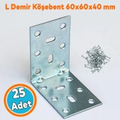 Mobilya Eşya Dolap Duvara Sabitleme Köşebent Bağlantı Aparatı L Demiri Gönye (25 ADET) 40x60x60 Mm thumbnail 1