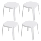 Papatya Royal Plastik Sehpa Beyaz 4lü Paket - İstiflenebilir, UV Korumalı thumbnail 1