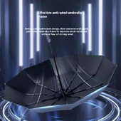Siyah El Fenerli Katlanabilir Şemsiye – Yağışlı ve Karanlık Havalara Özel Tasarım thumbnail 4