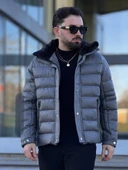 YAKASI KÜRKLÜ DERİ ERKEK MONT thumbnail 3