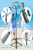 Selfie Çubuğu Tripod Kablosuz Uzaktan Kumandalı Genişletilebilir 101cm Selfie Çubuğu Monopod thumbnail 2