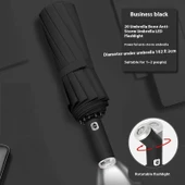 Siyah El Fenerli Katlanabilir Şemsiye – Yağışlı ve Karanlık Havalara Özel Tasarım thumbnail 7