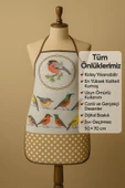 Dijital Baskılı Su Sıvı Geçirmez Leke Tutmaz Mutfak Önlüğü Kuş Diyarı thumbnail 2