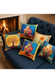 Kırlent kılıfı 3D Dijital Baskılı 4 Lü Takım Modern Temalı Yastık Kılıfı thumbnail 2