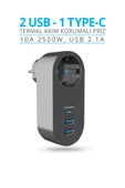 Piranha 45515 Akım Korumalı 2 USB / 1 Type-C'li Priz thumbnail 3
