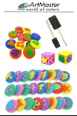 Parmak Boyası Seti 26 Parça 1 Paket Ponpon Sünger Tampon Fırça Küp Eva Baskı Sünger Rulo Nova Color Parmak Boya Baskı thumbnail 3