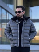 YAKASI KÜRKLÜ DERİ ERKEK MONT thumbnail 2