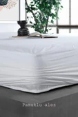 Pamuklu Fitted Full Kenar Su Sıvı Geçirmez Yatak Koruyucu Alez Çarşaf Beyaz 140x200 thumbnail 1