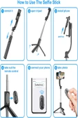 Selfie Çubuğu Tripod Kablosuz Uzaktan Kumandalı Genişletilebilir 101cm Selfie Çubuğu Monopod thumbnail 5