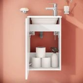 Ardea 69564 Banyo Dolabı Seti Kapaklı, 40 cm, Parlak Beyaz thumbnail 3