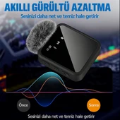 Kablosuz Çift Yaka Mikrofonu 360 Kayıt, Akıllı Gürültü Azaltma, Lightning  TypC 3.5mm Uyumlu thumbnail 3