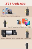 Kablosuz Çift Yaka Mikrofonu 360 Kayıt, Akıllı Gürültü Azaltma, Lightning  TypC 3.5mm Uyumlu thumbnail 7