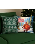 Çift Tarafı Baskılı Candy Christmas Desenli 2'li Set Kadife Kırlent Kılıfı Yılbaşı - Noel thumbnail 2