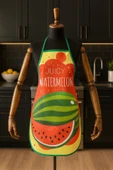 Dijital Baskılı Su Sıvı Geçirmez Leke Tutmaz Mutfak Önlüğü Watermelon thumbnail 5