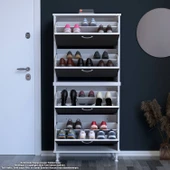 Modilayn UMAY' 2 Li Antre Hol 72 x 168 x 25,5 cm’ lik 4 Düşer Kapak 8 Göz Bölmeli Ayakkabılık thumbnail 3