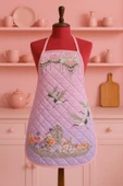 Kapitoneli Sıvı Geçirmez Leke Tutmaz Mutfak Önlüğü Dijital Baskılı Önlük Pembe Rüya thumbnail 1