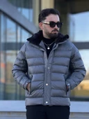 YAKASI KÜRKLÜ DERİ ERKEK MONT thumbnail 1