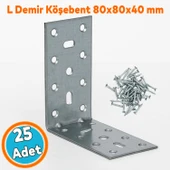 (50 ADET) Mobilya Eşya Dolap Duvara Sabitleme Köşebent Bağlantı Aparatı L Demiri Gönye 40x80x80 Mm thumbnail 1