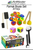 Parmak Boyası Seti 26 Parça 1 Paket Ponpon Sünger Tampon Fırça Küp Eva Baskı Sünger Rulo Nova Color Parmak Boya Baskı thumbnail 1
