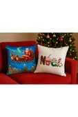 Çift Tarafı Baskılı Candy Christmas Desenli 2'li Set Kadife Kırlent Kılıfı Yılbaşı - Noel thumbnail 3
