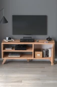 TV Sehpası Kapaklı Tv Sehpası Raflı TV Ünitesi Televizyon Sehpası 100 x 35 Cm Malta Çam thumbnail 3